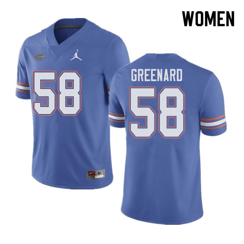 Women's NCAA Florida Gators Jonathan Greenard #58 Stitched Authentic Jordan Brand Blue College Football Jersey PZB2165RJ